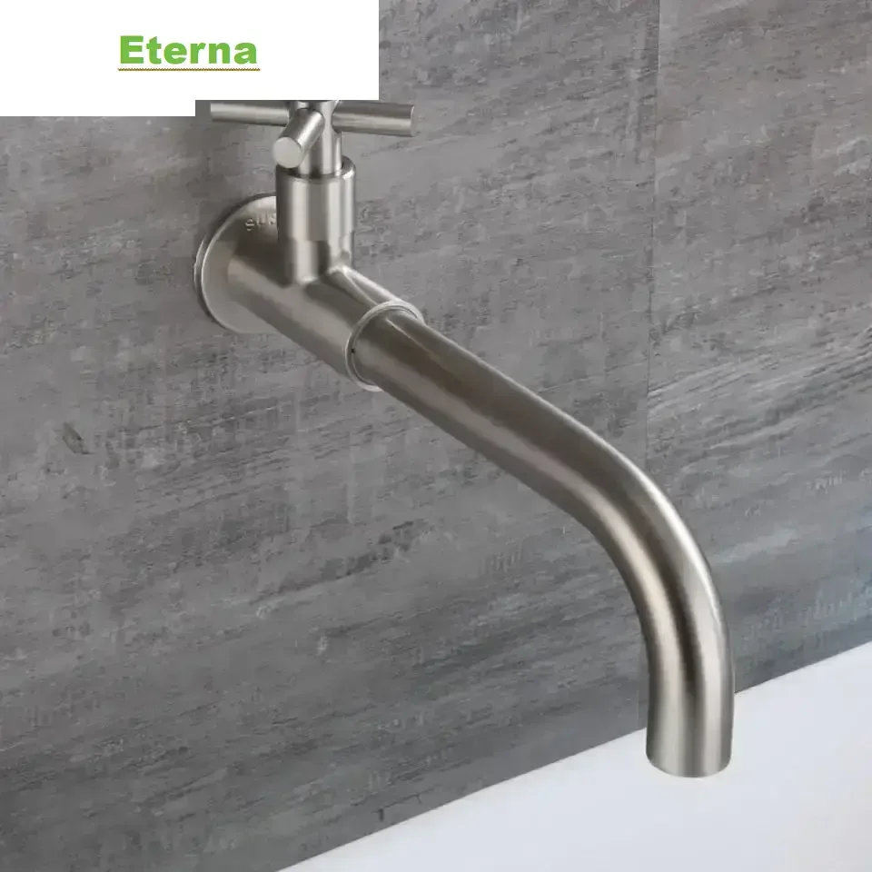 Bathroom Single Cold Faucet Taps Wall Mount Outdoor Mop Faucet Brushed Nickel Kitchen Sink Faucet Rotatable Bathroom Accessories