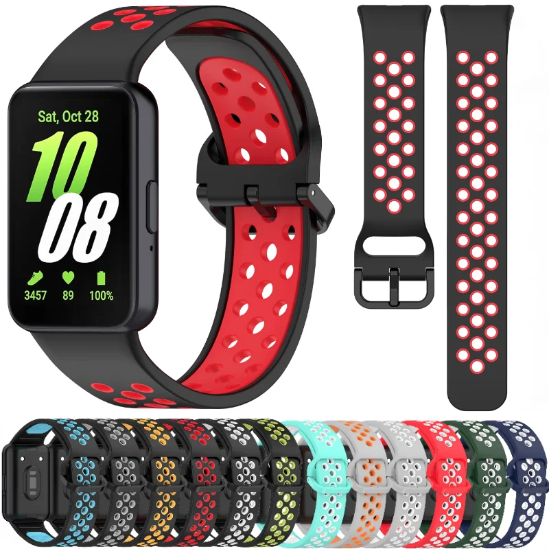 Sport Silicone Strap For Samsung Galaxy Fit 3 Watch Bracelet Two-Color Breathable Watchband For Samsung Galaxy Fit 3 Bracelet