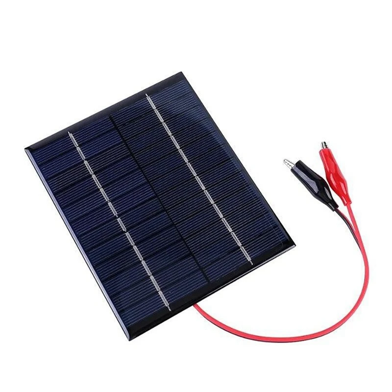 2PCS 12V 2W Solar Panels Charger Rechargeable Battery Solar Panel Charger With Clip Wire, Easy To Use Durable