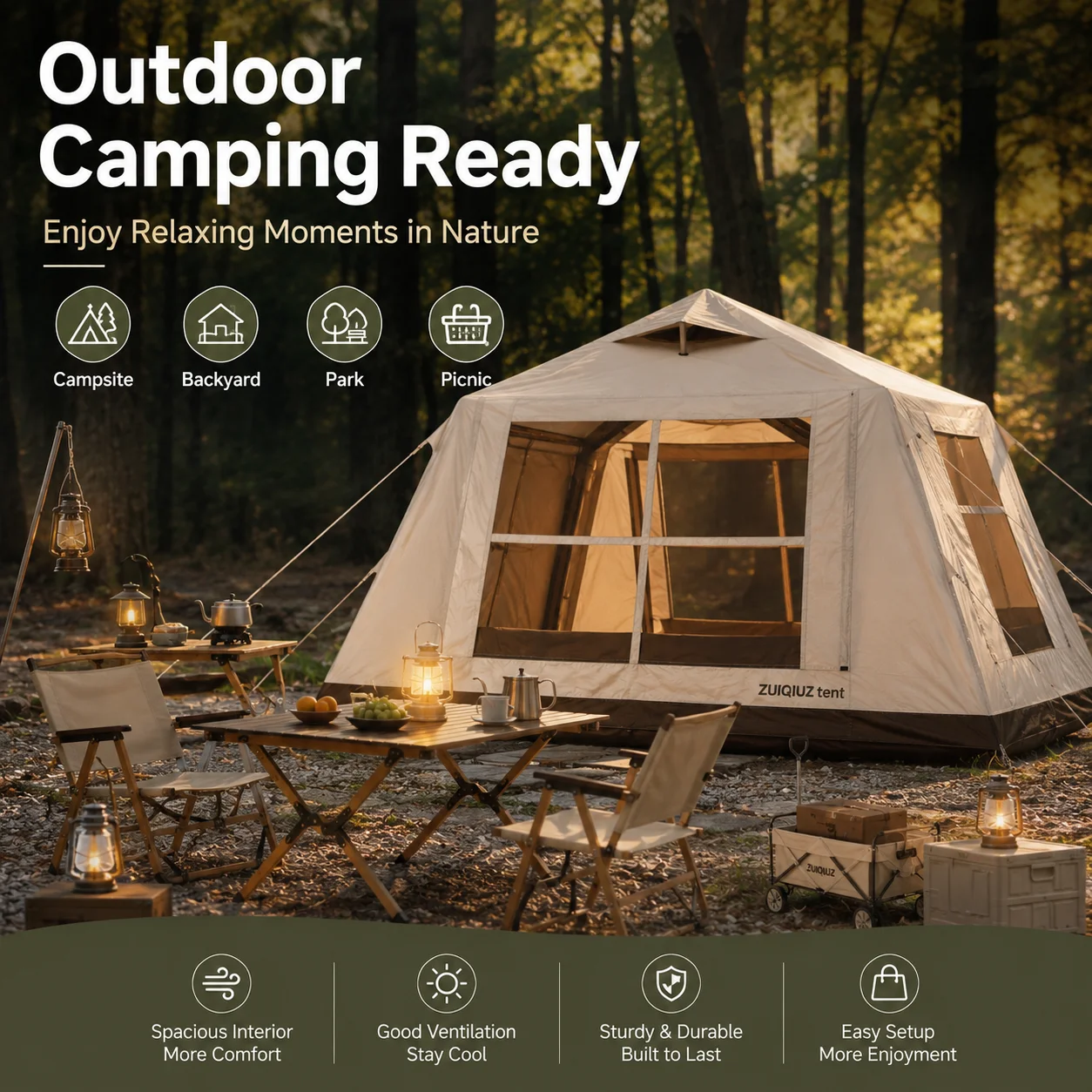 TPU inflatable tent for camping self-inflating tent, portable tent TPU Air Beam Inflatable Tent Large Family Camping Te