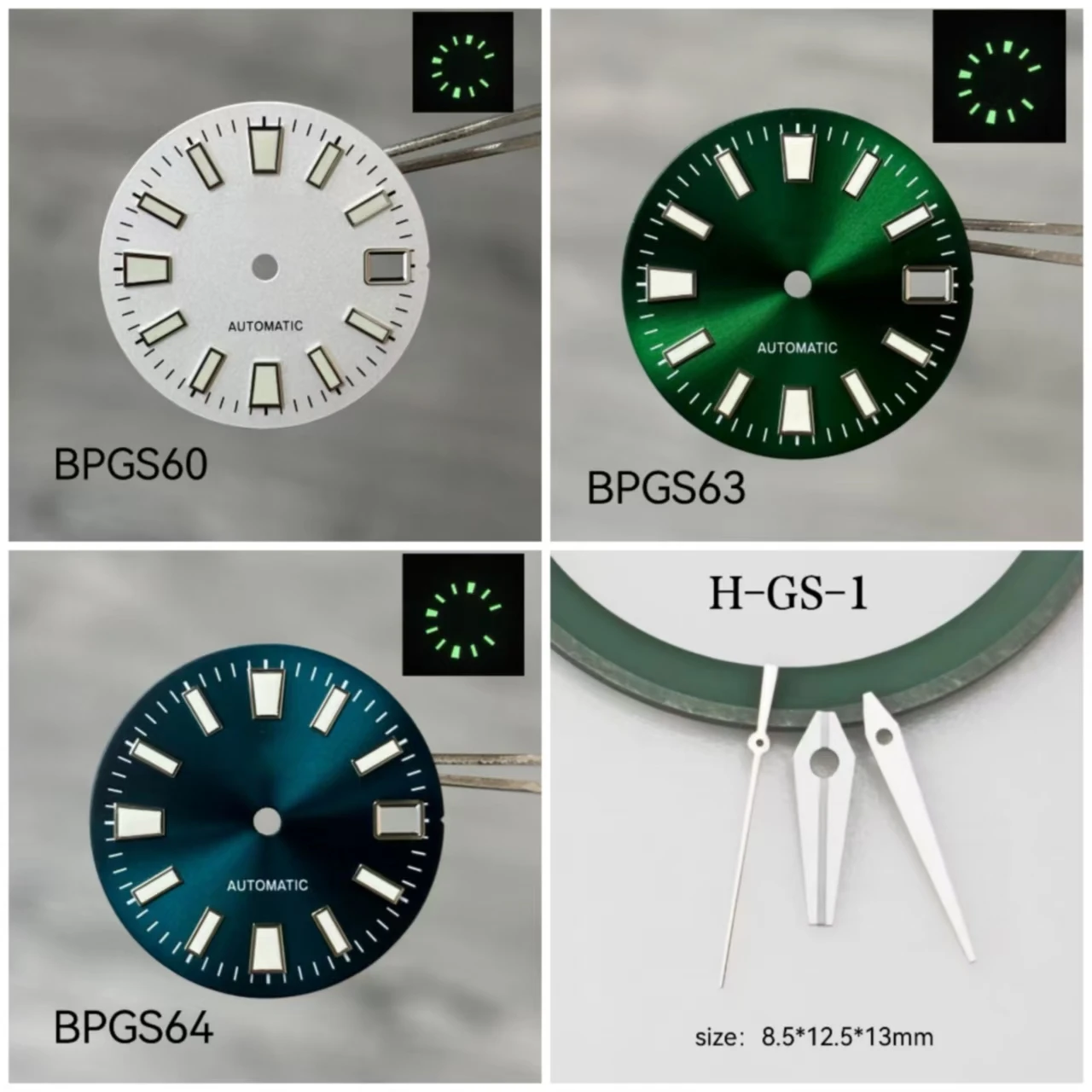 28.5mm Grand GS logo NH35 wide nail green luminous style multi-color single calendar dial compatible with NH35 watch accessories