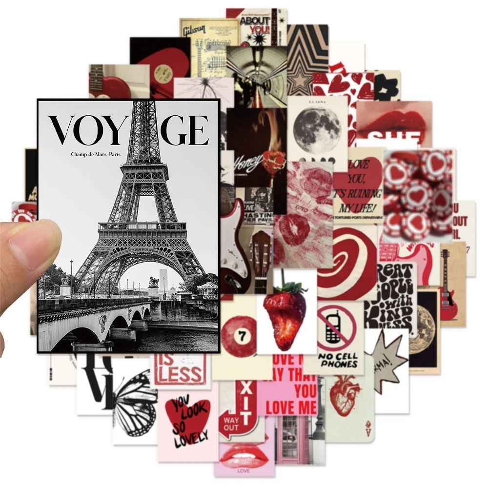 

10/30/50pcs Retro Downtown Y2K Girl Small Poster Stickers Cartoon INS Style Aesthetic Sticker DIY Suitcase Phone Notebook Decals