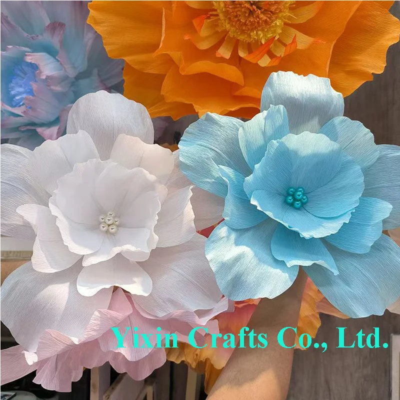 30cm Artificial Crepe Paper Peony Rose Flower Head Home Wedding Decor Birthday Party Backdrop Wall Decoration DIY Handmade