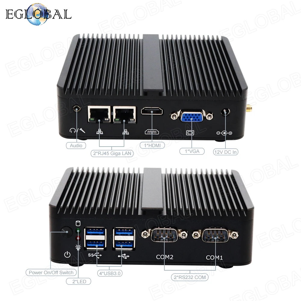 EGLOBAL-Mini PC Windows 11, Intel Celeron J4125/N4100, 8 Go RAM, 256 Go SSD, Intel UHD Graphicsfemale, 1000Mbps Ethernet, 2 x LAN, Ordinateur