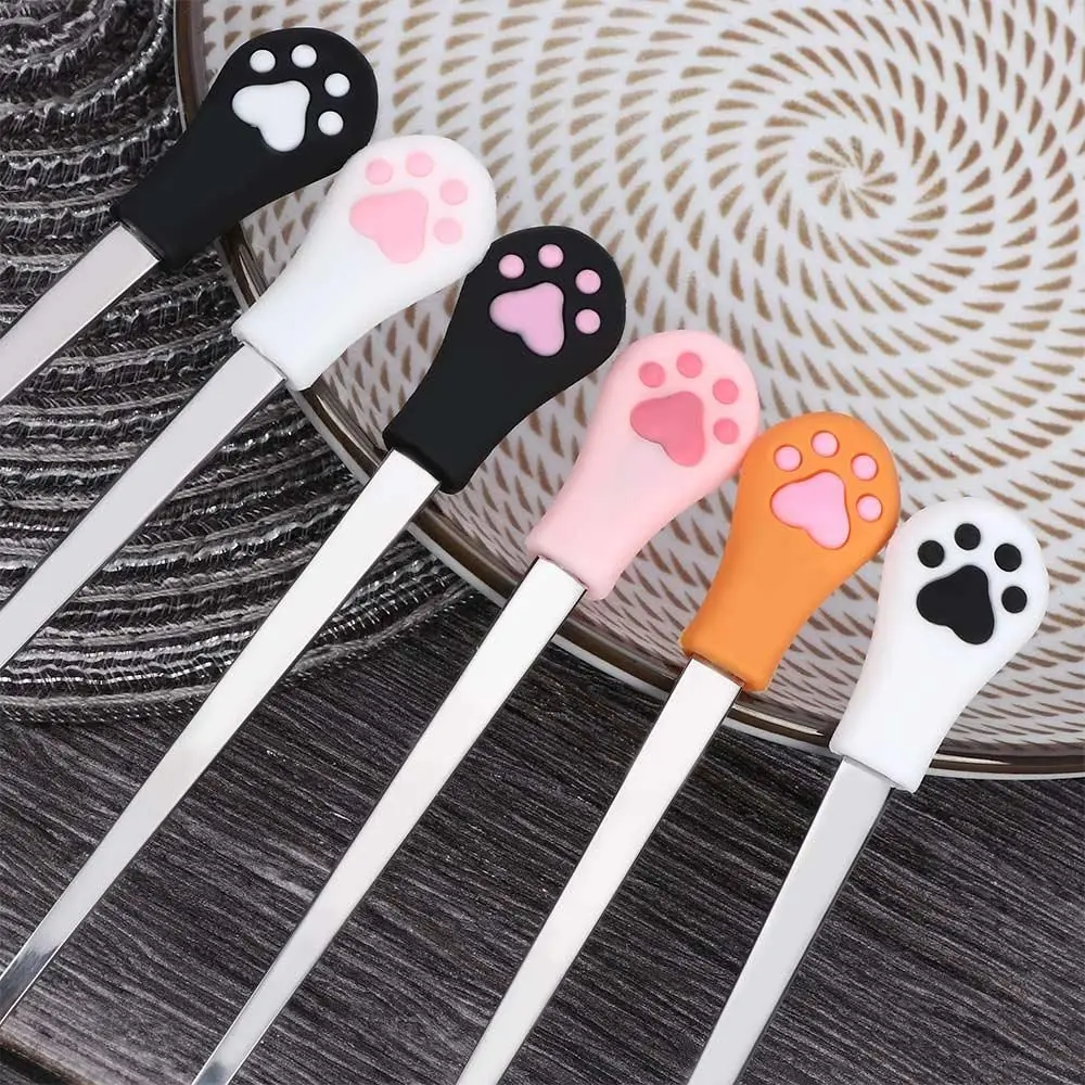 1 Pcs Stainless Steel Cute Cat Claw Coffee Spoons Fruit Dessert Spoon Candy Tea Spoon Cat Drink Tableware Kitchen Supplies