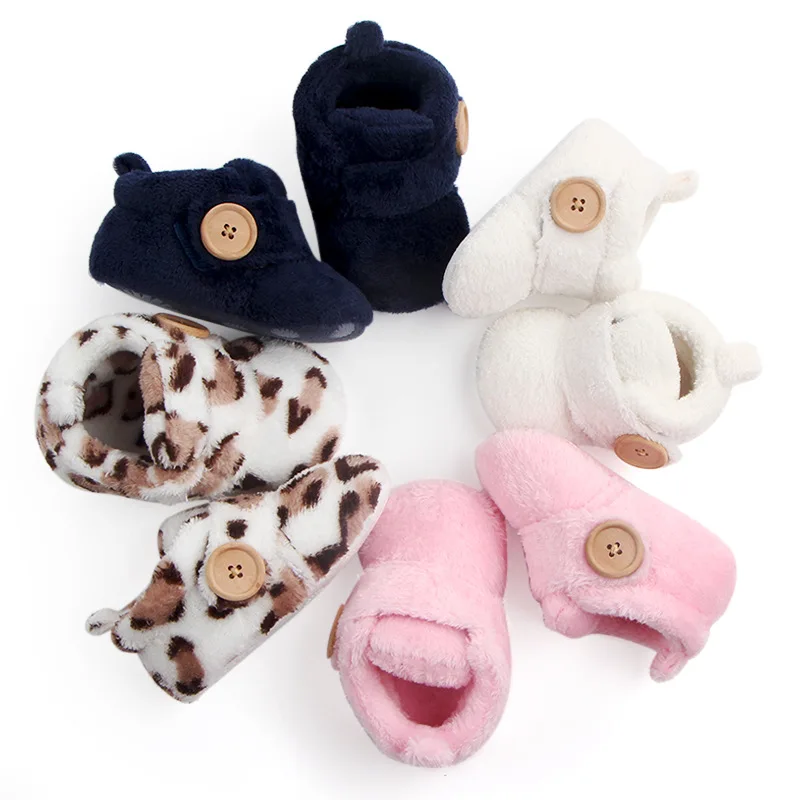 Cute Baby Girl Boy Casual Shoes Warm Plush Mutilcolor Lovely Soft Soled Walking Shoes Fashion Design Infant Shoes First Walkers
