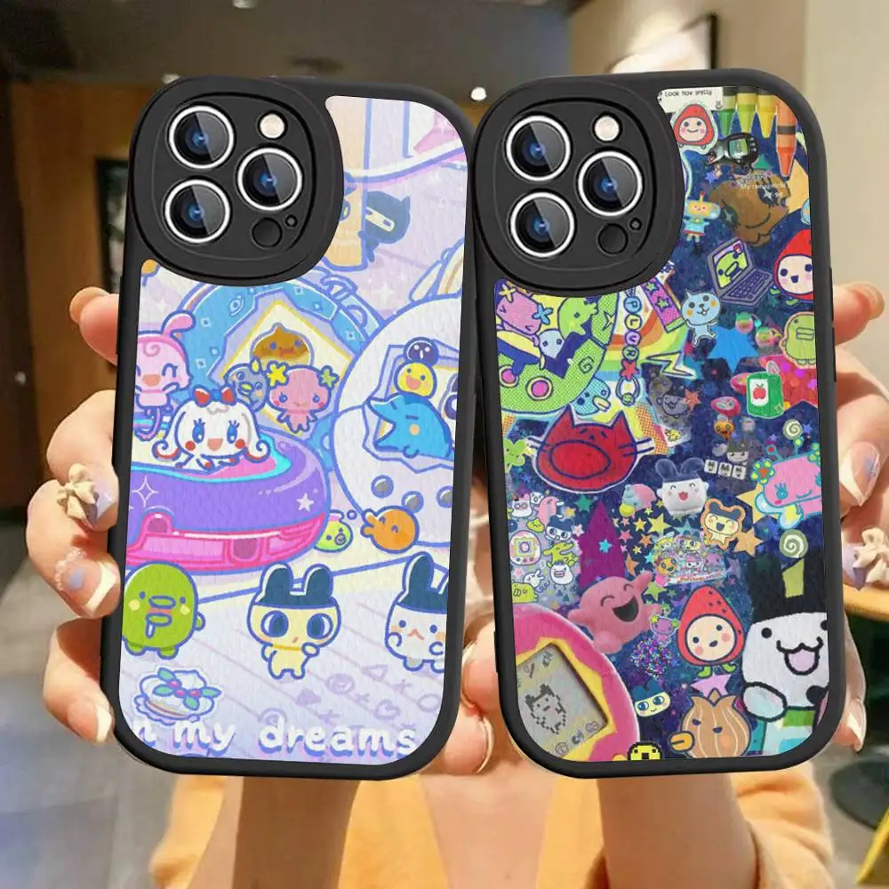 Classic Virtual Cut T-Tamagotchi Phone Case For IPhone 11 12 13 14 15 16 Pro Max Plus Leather Cover