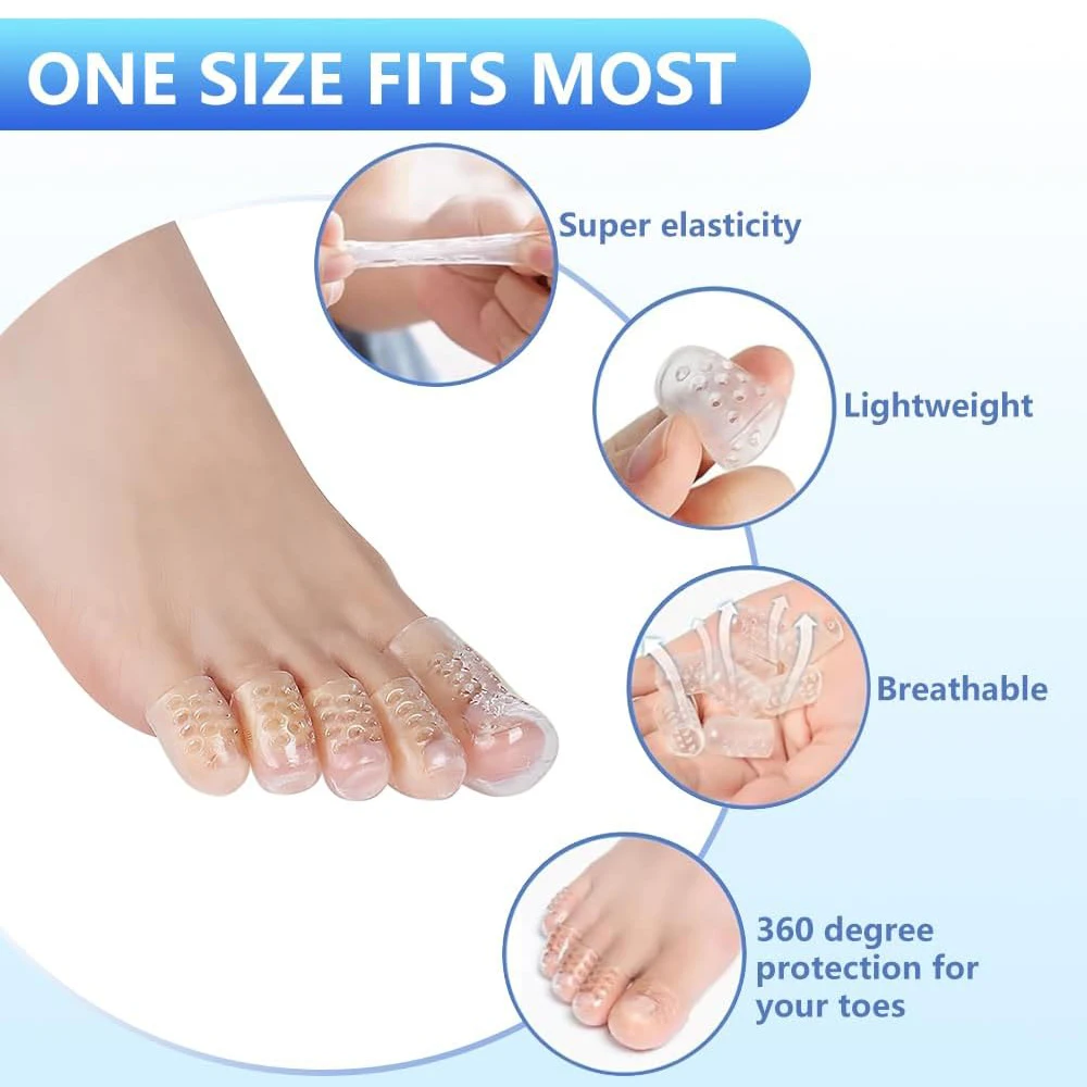 Silicone toe cobre toe caps anti-fricção respirável protetor de dedo do pé evita bolhas toe caps capa protetores cuidados com os pés