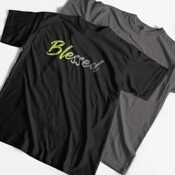 COOLMIND 100% Cotton Cool Blessed Print Men T Shirt Casual Loose Streetwear Men Tshirt o-neck Loose Tshirt Tee Shirts Tops
