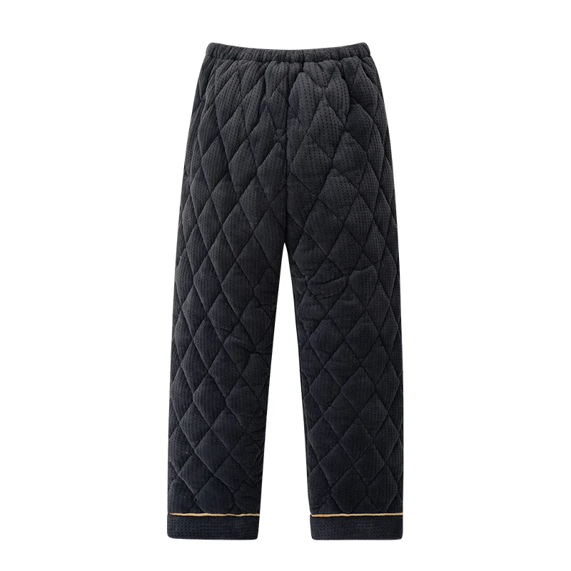 

Coral Fleece Quilted Men Long Trousers Thick 3 Layers Sleep Pants Mens Pajamas Pants Bottoms Sleepwear Pajama Men Pijamas Hombre