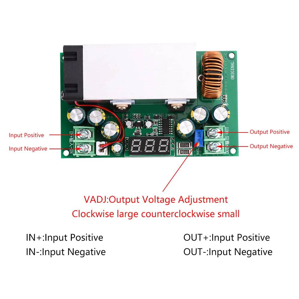 Imagem -04 - Módulo de Alimentação Ajustável Step-down com Display Digital Alta Potência Dc-dc 600w 25a 12v80v a 2.5v50v 24v 48v Conversor Buck