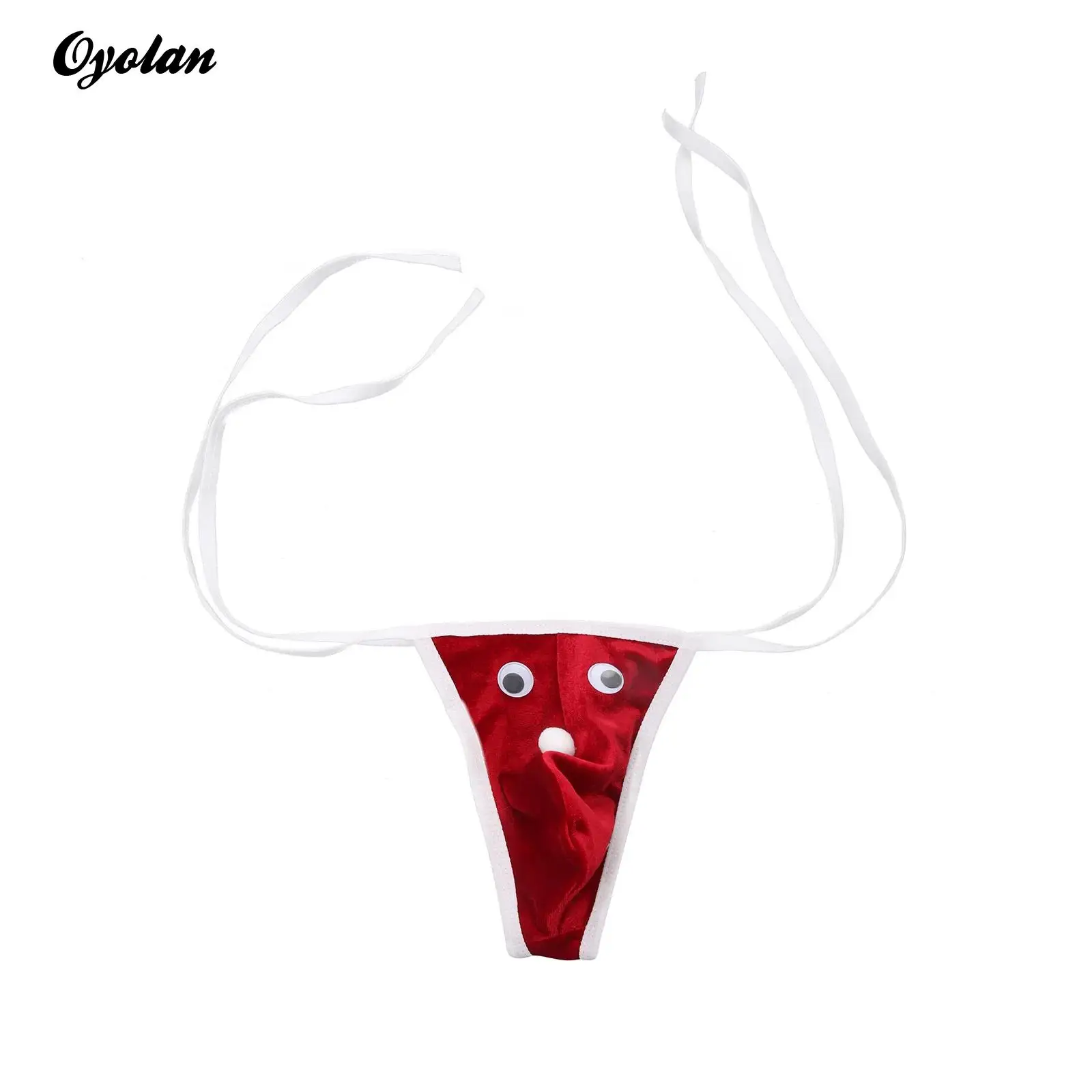 

Мужское рождественское нижнее белье Санта-Клауса, сексуальные стринги, трусики с низкой посадкой, стринги на шнуровке, нижнее белье или бюстгальтер с лямкой на шее, бархатный забавный ночной рубашок