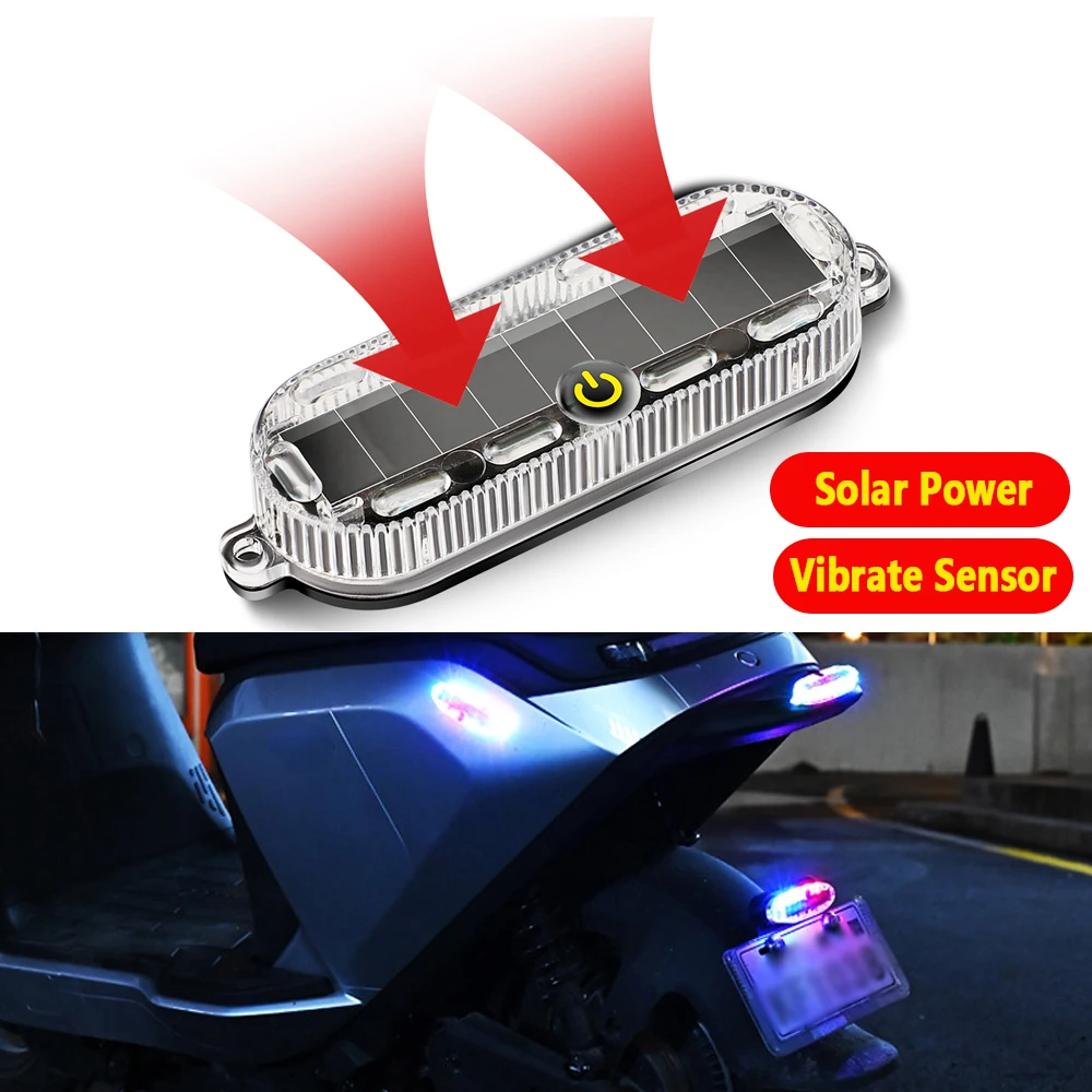 Solar Car Anti Rear-End Strobe Security Light Simulated Anti-Theft Flashing Alarm Lamp Vibrate Sensor Warning Signal Lamp