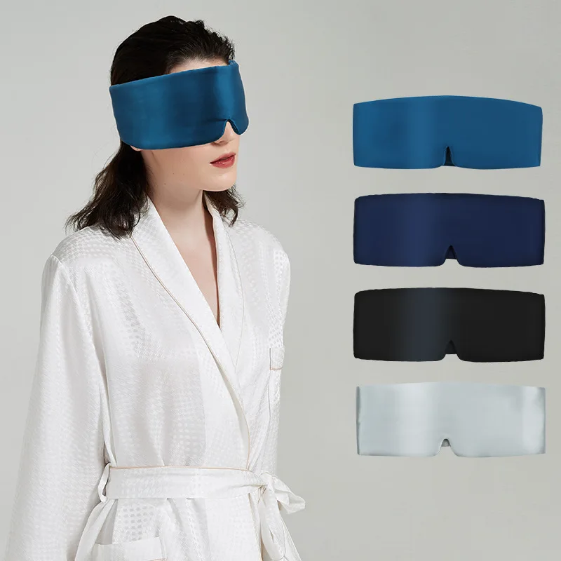 

19 Momme Pure Silk Eye Mask Full Coverage Noise Reduction Sleep Mask Breathable 100% Blackout Solid Color Travel Rest Eye Cover