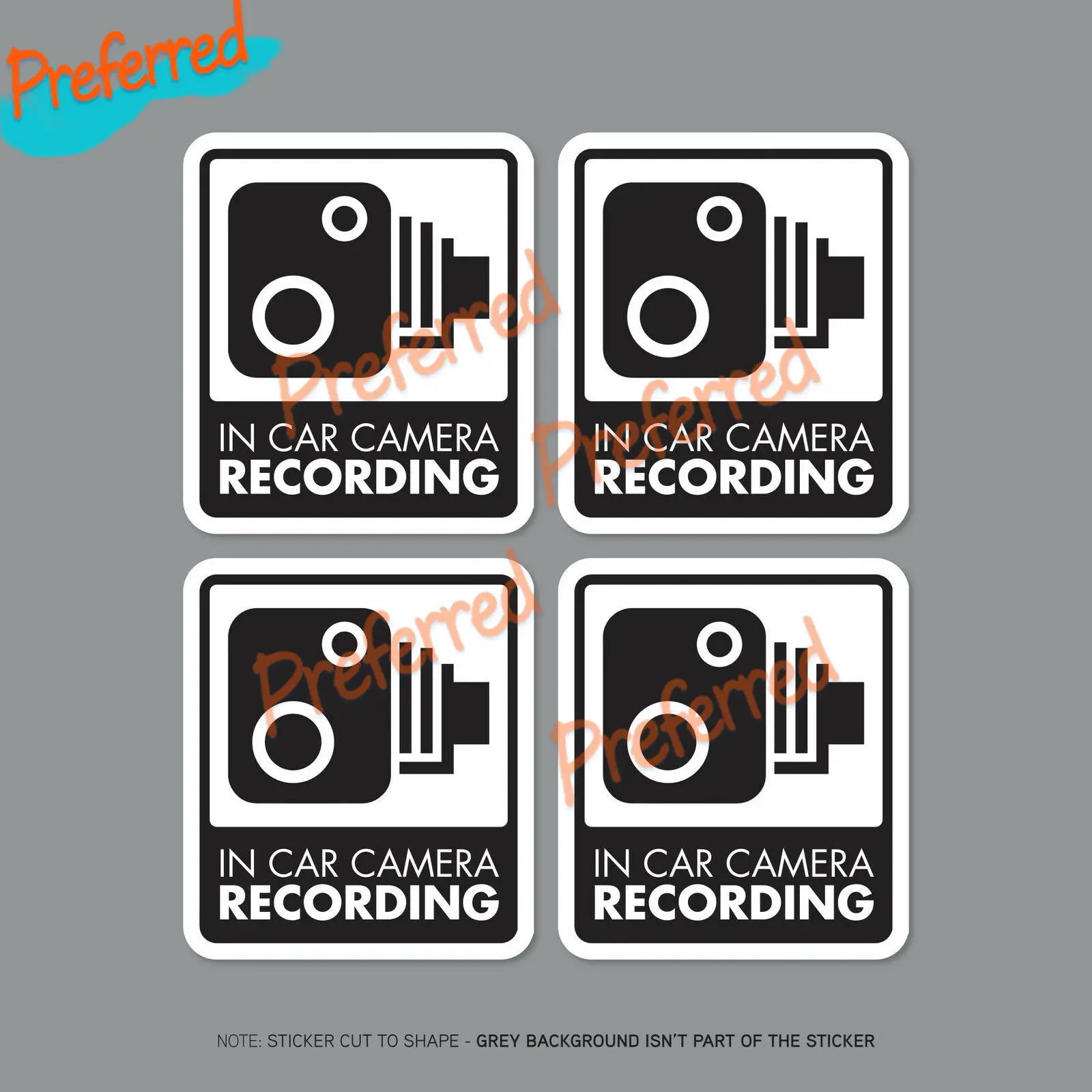 4PCS In Car Camera Recording Car Sign Sticker - CCTV - Dashcam Car Sticker Windshield Bumper Motorcycle Helmet Decal Decoration