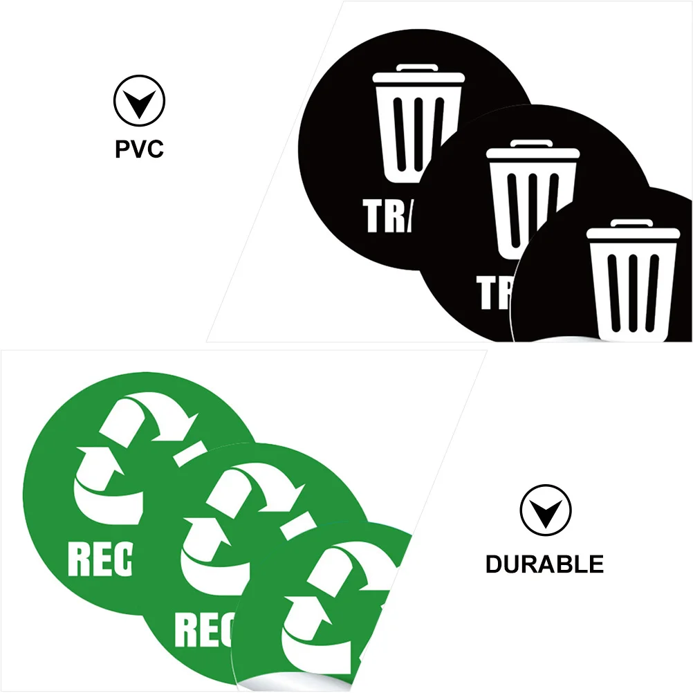 

1Set 6 Sheets Waste Container Stickers Fine Workmanship Waterproof Garbage Can Labels for Indoor Outdoor Recycling Bins Label