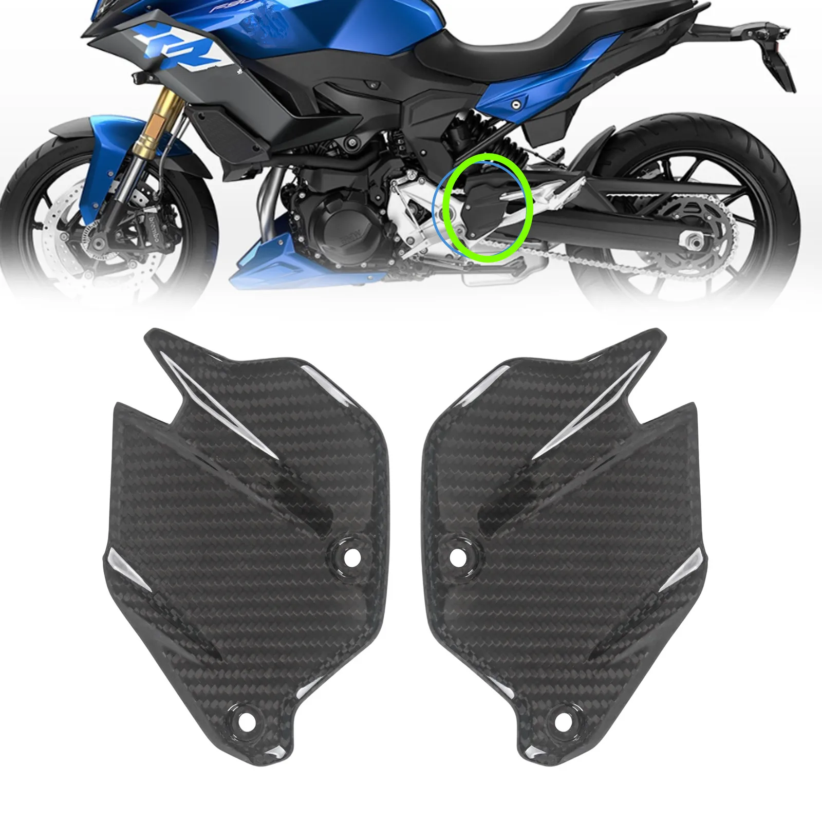 

Motorcycle Carbon Fiber Heel Guard Rearset Cover Foot Peg Heel Plate For BMW F900XR 2023 2024