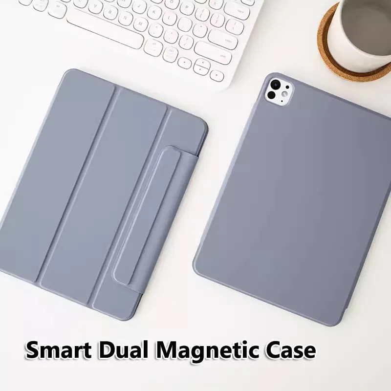 Dual Magnetic Cover for IPad Pro 11 2024 5th Pro 13 7th Air 11 6th 2024 Air 13 10th Gen 10.9 Air 5 4 Pro 12.9 with Clasp Case