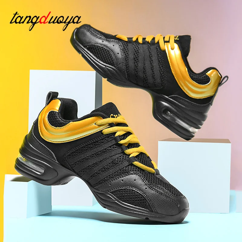 Sepatu dansa Jazz wanita, sneaker sepatu dansa Salsa Modern Hip Hop, sepatu dansa guru olahraga