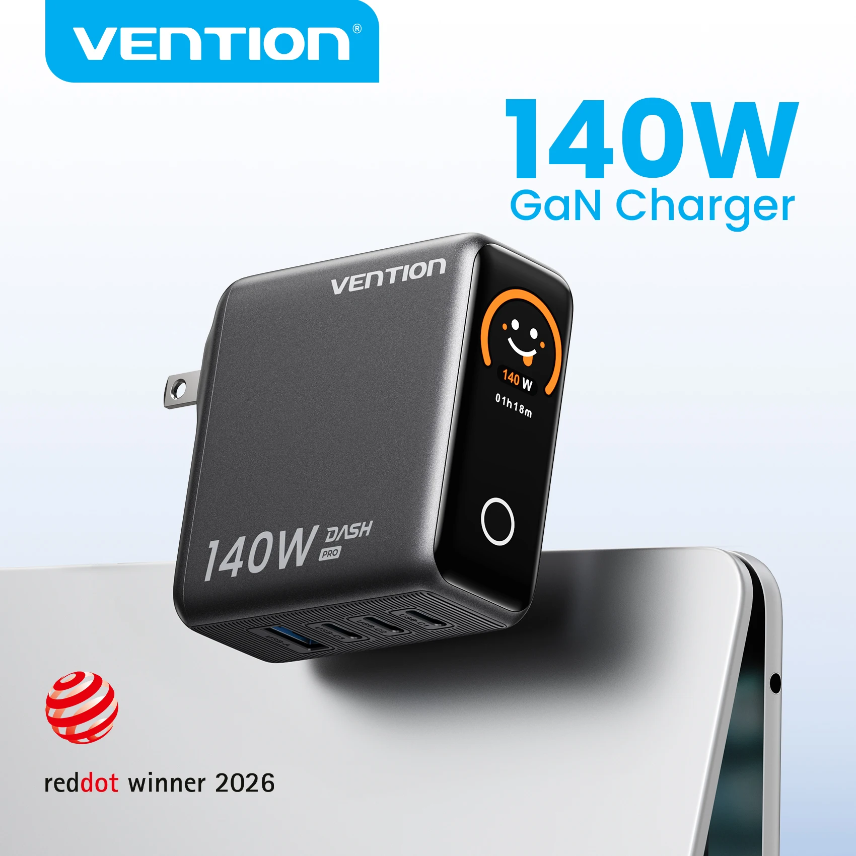 

Vention 140W GaN Charger PD Fast Charger For iPhone 17 Xiaomi Poco Samsung S26 Portable USB C Charger for MacBookPro iPad Tablet