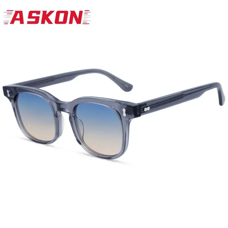 ASKON High Quality Thick Acetate  Square Sunglasses Men Fashion Gradient Unisex UV400 Handcraft Retro Glasses Man Eyewear Women