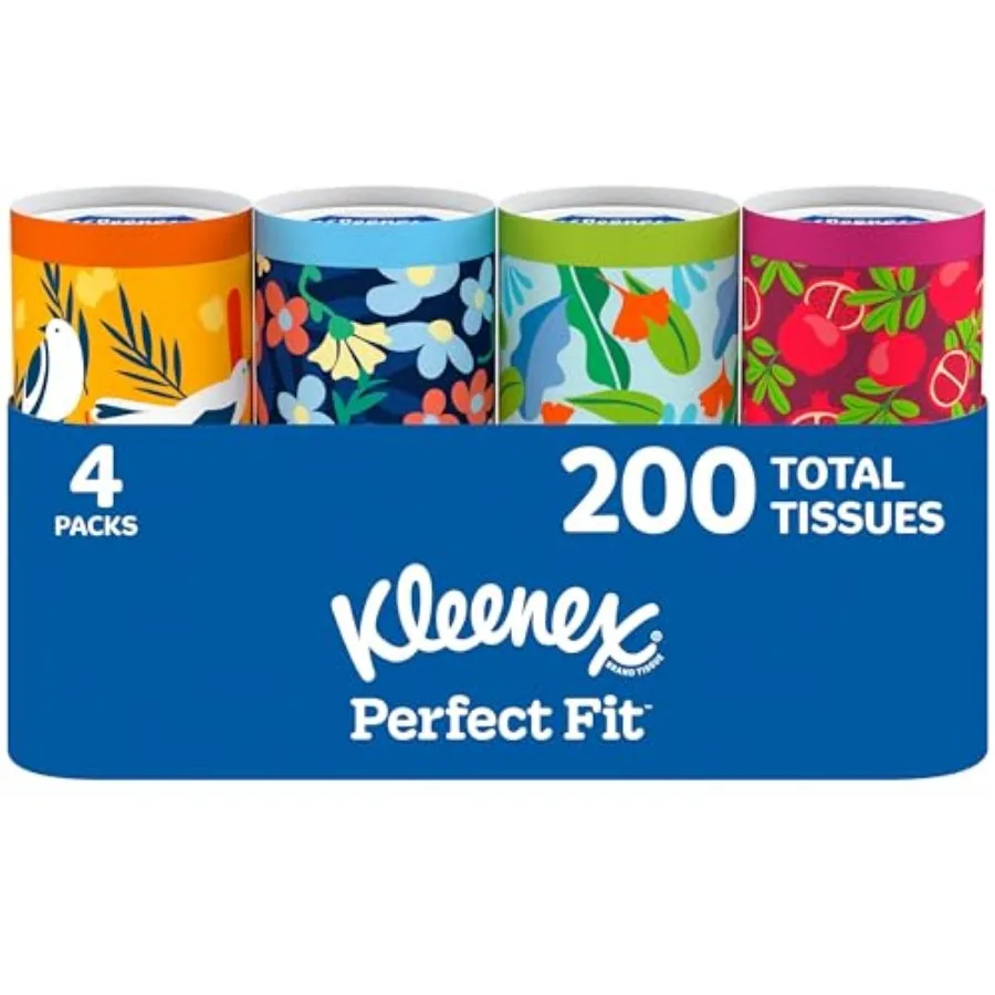 

Kleenex Perfect Fit Facial Tissues, 4 Cannisters, 50 Tissues per Can, 2-Ply 200 Total,Packaging May Vary