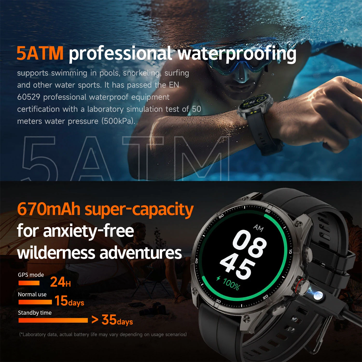 2025 New outdoors GPS Smart Watch Ultra HD AMOLED Display LED flashlight Built-in GPS BT Call 5ATM Waterproof Smart Bracelet men
