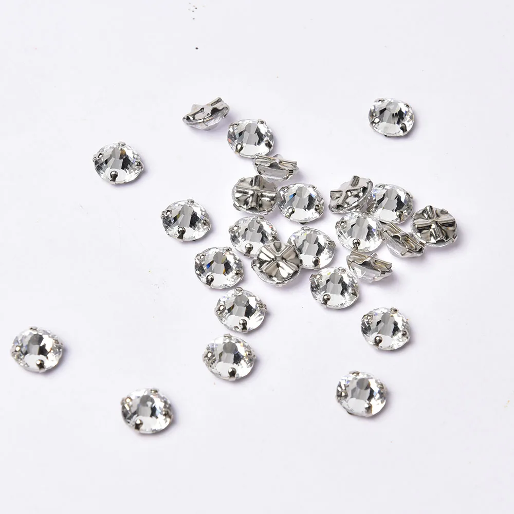 Loose Rhinestone 4Mm 5Mm 6Mm 7Mm 8Mm Mixed Size Glass Crystal Gems Flatback With Silver Claw Sew On Jewelry Craft Clothes