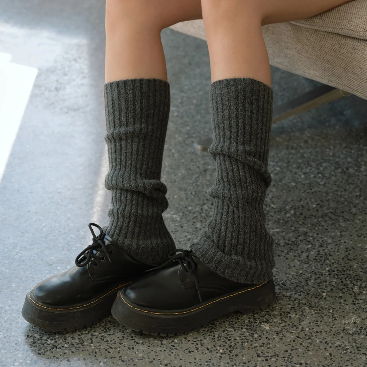 Wool Blend Knit Solid Color Leg Warmers for Women Winter Warm Basic JK Style Slouch Socks Outfit