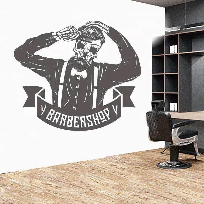 Customizable Text Name Barber Shop Wall Stickers Personalized Barber Salon Signboard Windows Door Decorative Vinyl Decals LF1