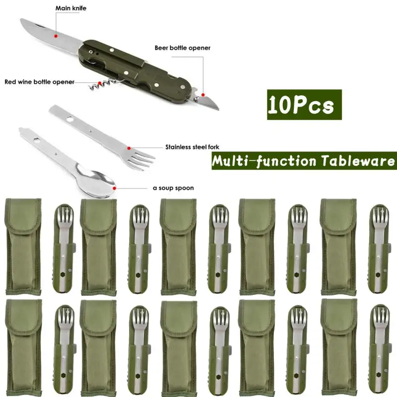 

10/5 шт., набор складных столовых приборов из нержавеющей стали