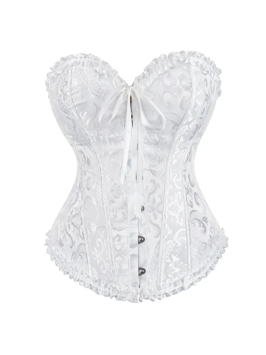Women Sexy Corsets Bustiers Floral Lace Tops Shapewear Vintage Corset Gothic Satin Lingerie Corselet Overbust XS - 6XL