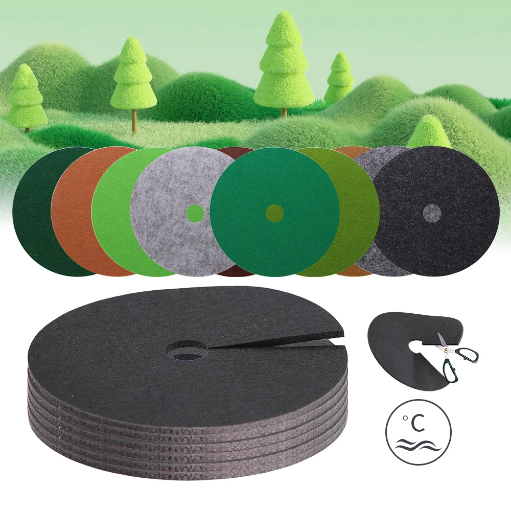 Non-Woven Degradable Tree Protector Weeds Barrier Mats Cold Protection Ring Pad Durable Mulch Ring Plant Root Covering 2MM Thick