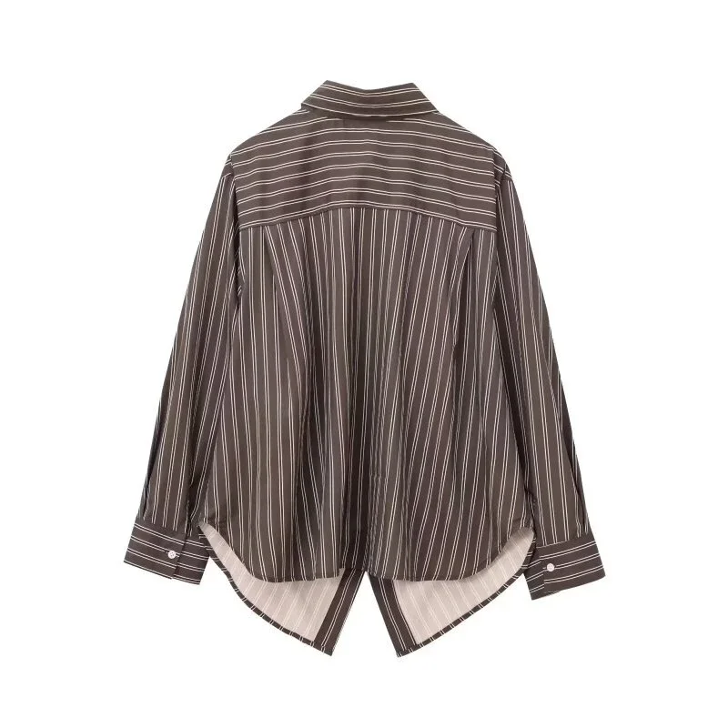 Camicia casual con maniche a pipistrello a righe con colletto rovesciato Estate Autunno Donna Allentata Morbida Moda Streetwear Camicie da donna da ufficio Top