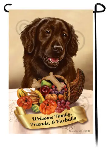 Flat Coated Retriever Thanksgiving Garden Flag