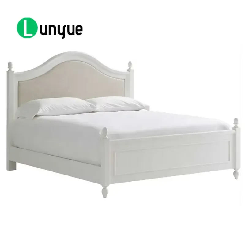 Luxury American Contemporary Designer Solid Wood Bed White King Queen Size Bedroom Furniture Modern Minimalist Home Decor