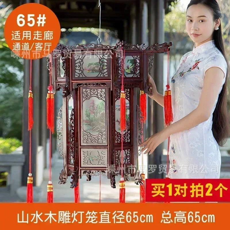 Chinese lantaarn gesneden houten paleislantaarn zeshoekig rood housewarming buiten antieke decoracion Chinese nieuwjaarsdecoraties