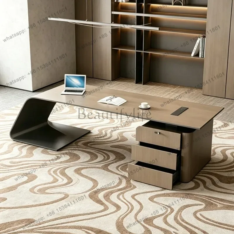 LD Luxury Modern Office Desk Wooden Standing Executive Reception Storage Design Decoration Tavolo Trendy Furniture