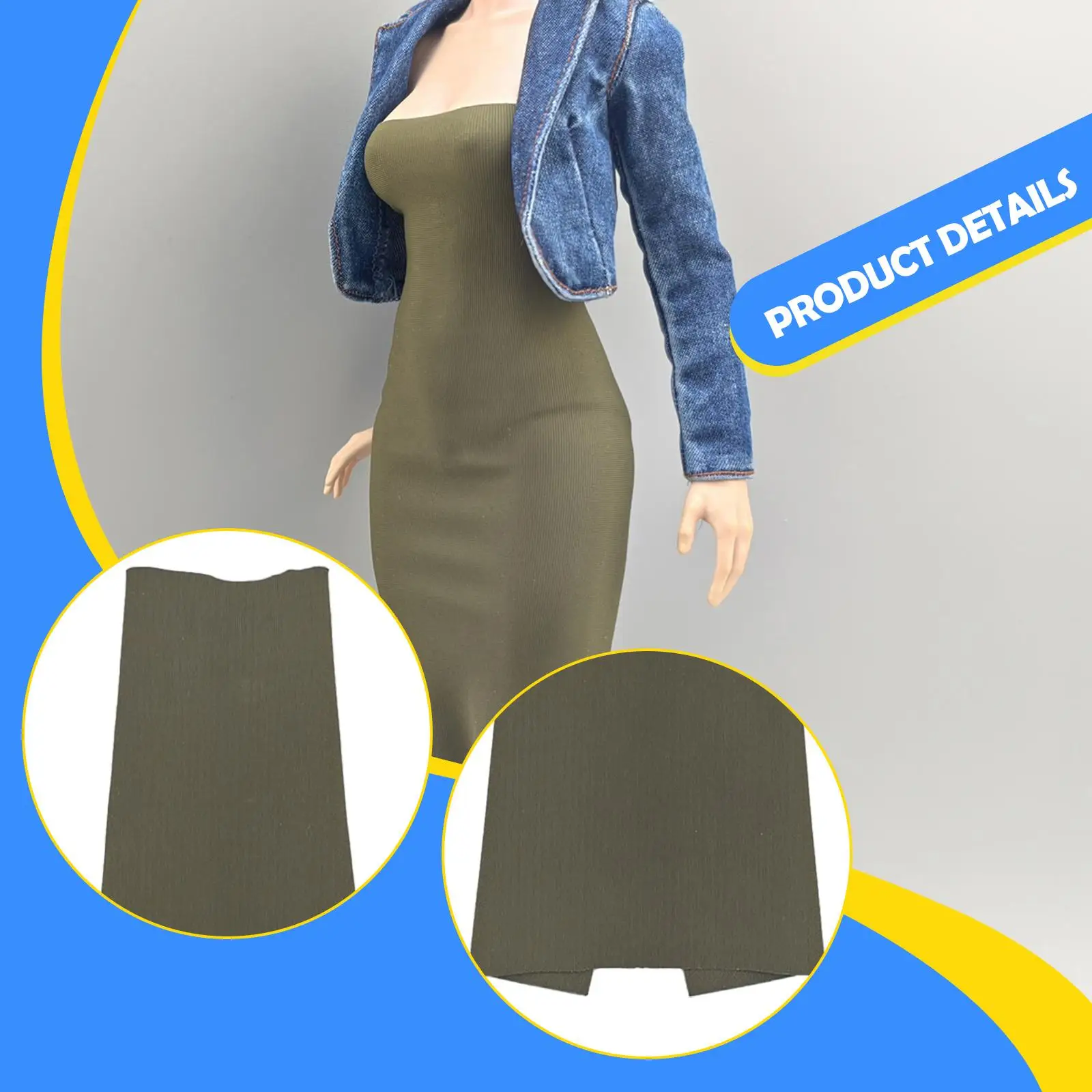 1:6 Scale Action Figure Clothes Tube Dress Miniature Clothing for 12" Female