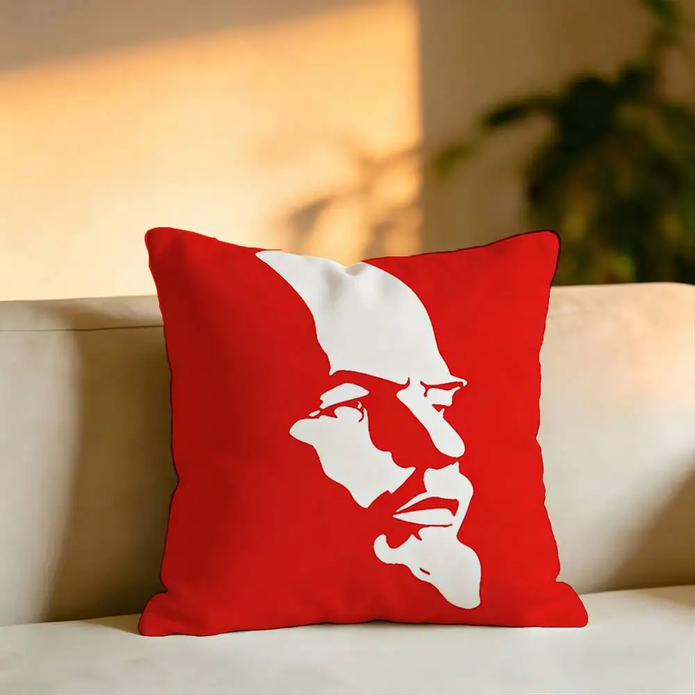 L-Lenin Founder of Soviet Communism Square Double-Sided printed Pillow Case Bedroom Bedside Pillow Sofa Cushion Cover