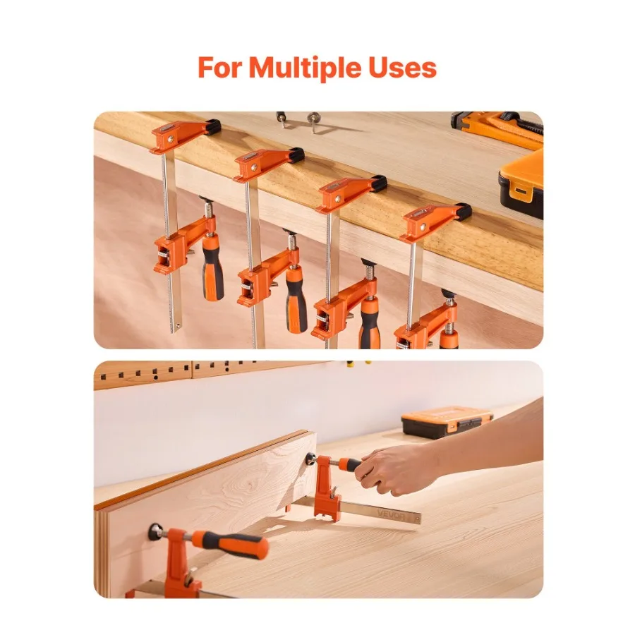 Braçadeiras de barra para carpintaria 2 pacotes de 6 polegadas e 2 pacotes de braçadeira F com chave de 12 polegadas