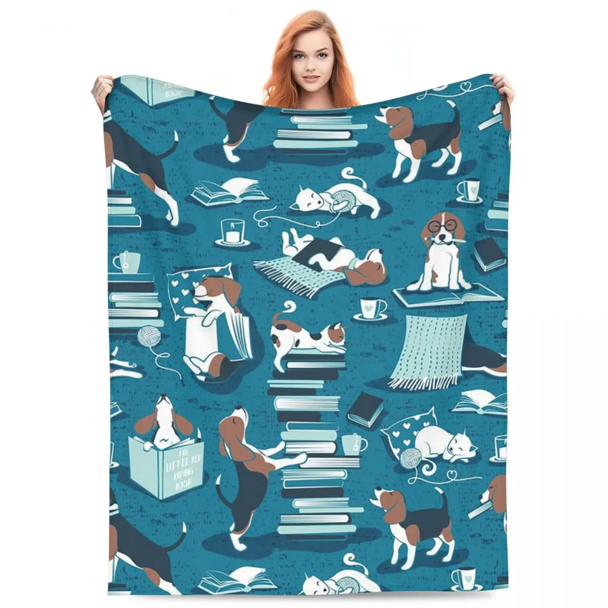 

Happy Dog Cute Beagle Blanket Fleece Sofa Throw Blanket Warm Throw Blankets for Home Bedroom Travel Throws Bedspread Quilt