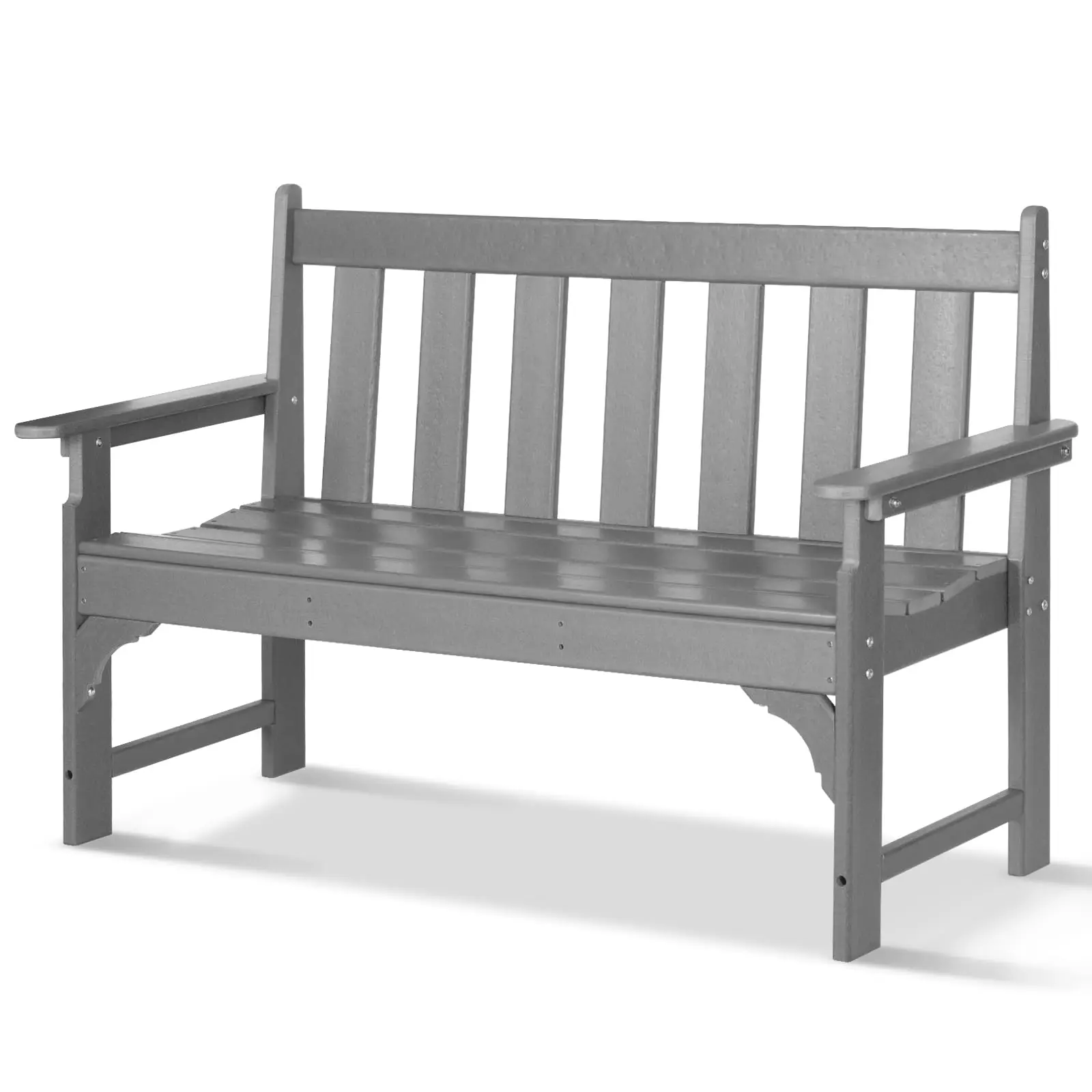 Outdoor Bench, HDPE Patio Bench, Rot-Proof Porch Benches (Grey) | Load up to 800 Lbs, For Patio Park Garden Porch, Low