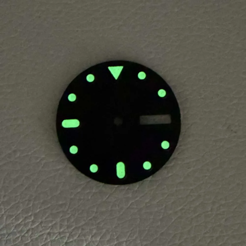 28.5mm green night light all black Samurai N H35 dial watch accessories custom dial men's watch accessories