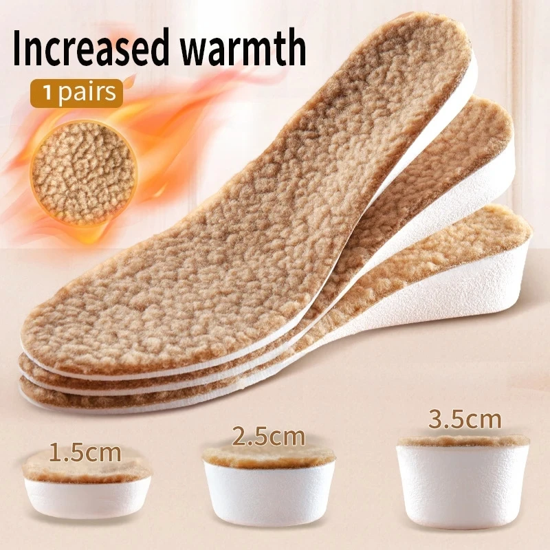 Invisible Height Increase Insoles Heated for Feet Warm Memory Foam Thermal Insole for Women Winter Orthopedic Elevator Insoles