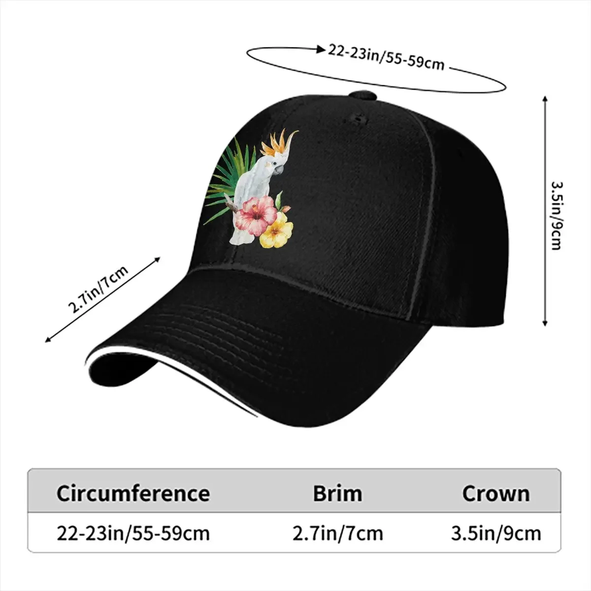 Washed Men's Baseball Cap White Cockatoo Trucker Snapback Caps Dad Hat Parrot Birds Pet Golf Hats