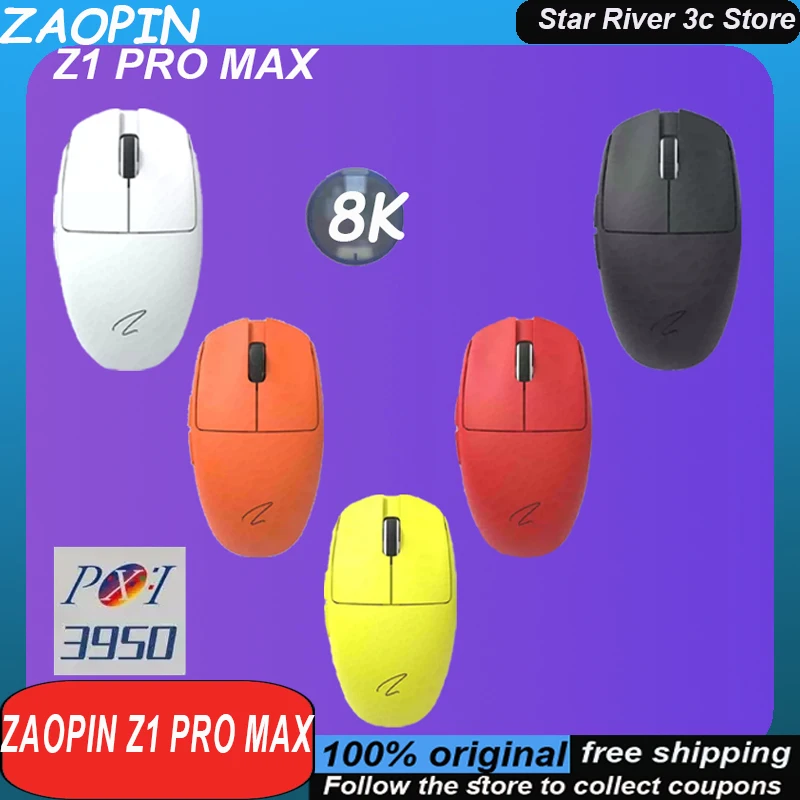 Zaopin Z1 Pro Max Gaming Mouse Wireless Tri Mode  Paw3950 8k Low latency Ergonomic Lightweight Customized Gaming Mouse Laptops