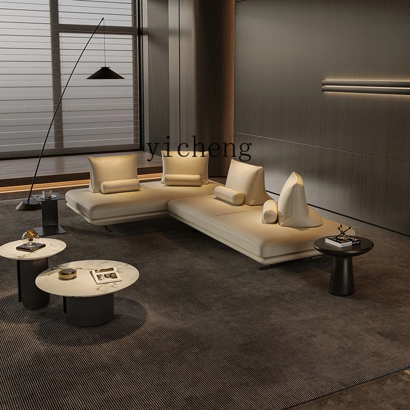 H3-19Medieval double-sided modular sofa living room Italian minimalist high-end villa designer Prado coffee leather