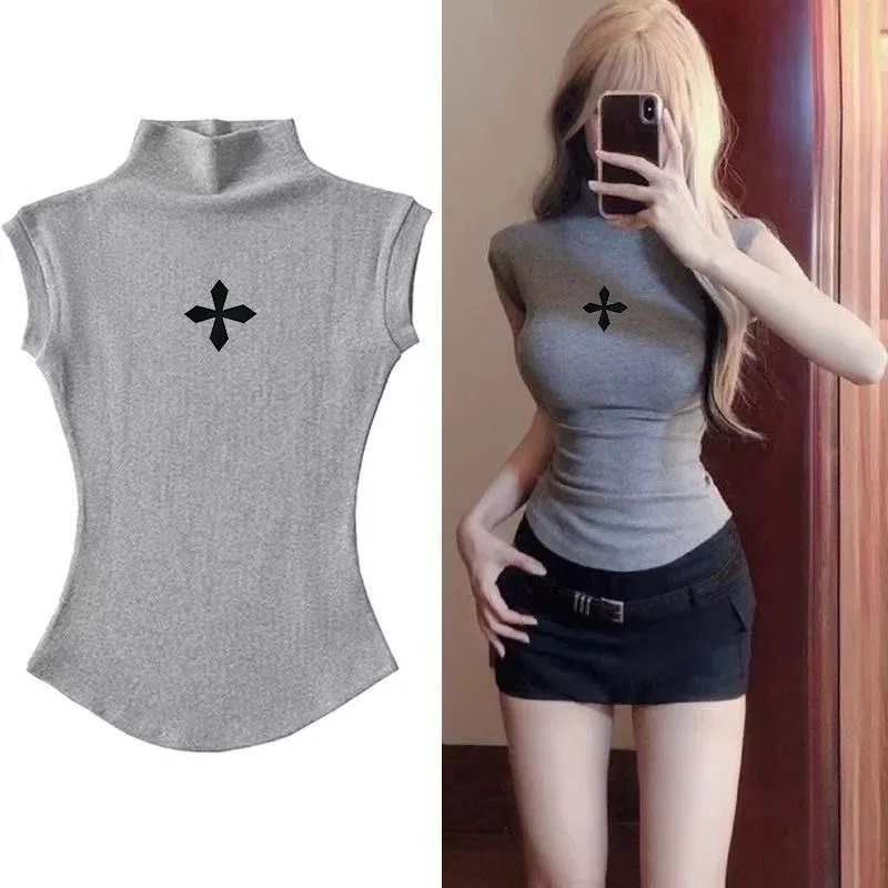 Sexy Girl Y2K Millennium Subculture T-Shirt Women's Summer Slim Fit Sleeveless Top Visual Series Shoulder Width Regular Length