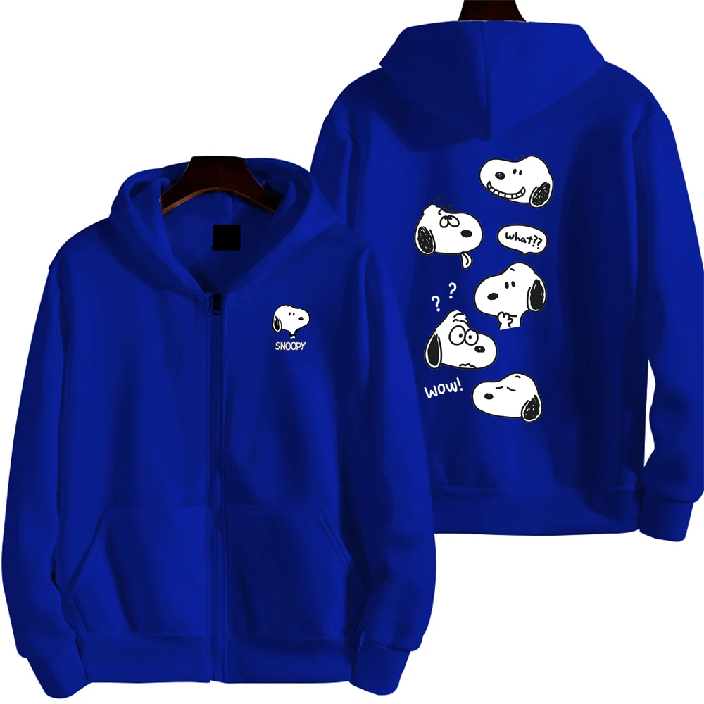 Snoopy is so brave Men's Cartoon Autumn/Winter Zipper Hoodie Women's Street Casual Fashion Couple Sports oversize Hoodie